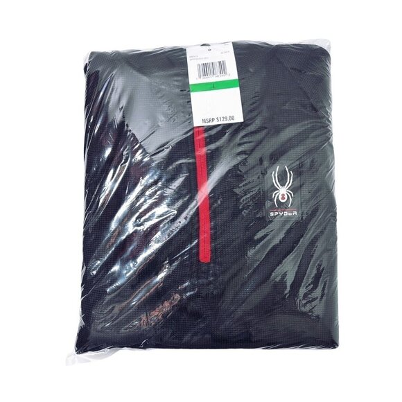 Spyder Logo Black Half Zip Knit Pullover Fleece Pockets Hoodie Sz L New - Picture 5 of 11
